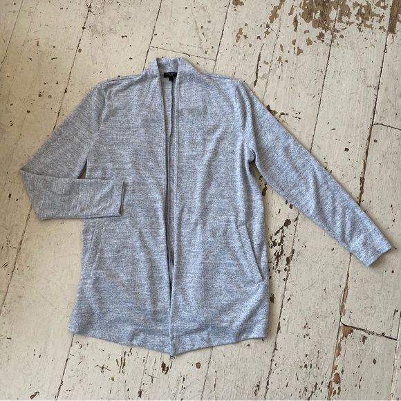 Talbot's Heather Grey Open Front Pocket Cardigan Sweater - Picture 4 of 11